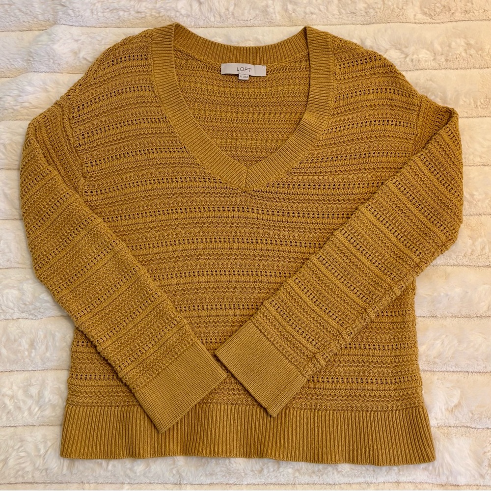 LOFT Women's Mustard V-Neck Sweater